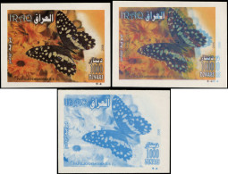 ESS IRAK - Blocs Feuillets - 100, 3 Essais Type "Chromaline" Dont Un En Couleurs Définitifs: 1000d. Papillon - Irak