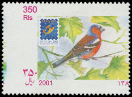 ** IRAN - Poste - 2597, Piquage à Cheval Sans Impression Du Noir (légende & Pays): 350r. Belgica, Oiseau Fringilla - Irán