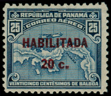 * PANAMA - Poste Aérienne - 16a, Type II, Signé Kessler: 20c. S. 25c. Bleu - Panamá