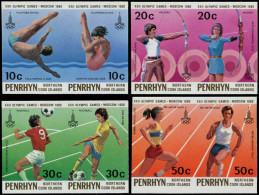 ** PENRHYN - Poste - 125/32, Non Dentelés Se Tenant (tirage 150): Jeux Olympiques De Moscou 80, Football - Penrhyn