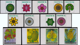 ** SINGAPOUR - Poste - 188/200, Non Dentelés Bdf (tirage 100), Complet: Flore Et Fruits - Singapour (1959-...)