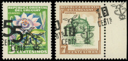 ** URUGUAY - Poste - 655/56, Double Surcharge: Passiflore Et Citadelle - Uruguay