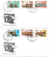 CUBA 1988 RAILWAYS DEVELOPMENT TRAINS LOCOMOTIVES SET OF 6 ON FIRST DAY COVER - FDC