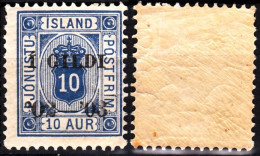 ICELAND / ISLAND Postage Due 1902 Overprint On 10A, Perf 12 3/4, MVLH - Officials