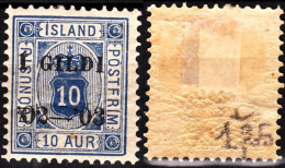 ICELAND / ISLAND Postage Due 1902 Overprint On 10A, Perf 12 3/4, MH - Dienstmarken