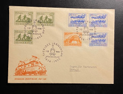 SCHWEDEN 1956 Eisenbahn Mi. 418 - 20 FDC Sonderstempel Schmuckkuvert - Lettres & Documents