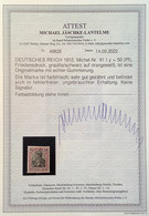 91 I Y SELTENE FARBE ORANGEWEISS LUXUS *=MH (quasi** )Dt. Reich1912 50 Pf Germania Friedensdruck FA Jäschke-Lantelme BPP - Neufs