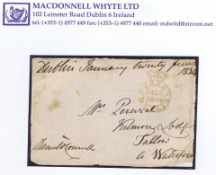 Ireland Dublin Free Waterford 1834 Free Front To Tallow Franked "Daniel O'Connell" Crowned FREE DUBLIN JA 25 1834 - Voorfilatelie