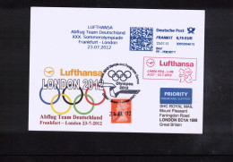 Germany 2012 Olympic Games London - Lufthansa Departure Flight Of German Team To London Interesting Postcard - Summer 2012: London