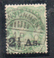 INDIA INDE 1891 QUEEN VICTORIA SURCHARGED 2 1/2 On 2a6p USED USATO OBLITERE' - 1882-1901 Empire