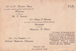 A23317 - Wedding Annoncement FEBRUARIE 1934 WEDDING INVITATION VINTAGE PAPER   - Boda
