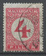 Hongrie - Hungary - Ungarn Taxe 1926-27 Y&T N°T95 - Michel N°P94 (o) - 4fi Chiffre - Segnatasse