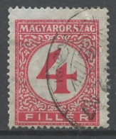 Hongrie - Hungary - Ungarn Taxe 1926-27 Y&T N°T95 - Michel N°P94 (o) - 4fi Chiffre - Postage Due
