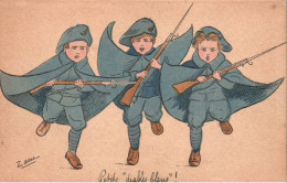 Militaria - Cpa Illustrateur ZANE - Petits Diables Bleus - Enfants Soldats Et Fusils Baïonnette - Ww1 Guerre 1914 1918 - Guerre 1914-18