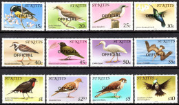 S. Kittis 1981, Birds, Dove, Hawk, Pelican, Overprinted, 12val - Pelicans