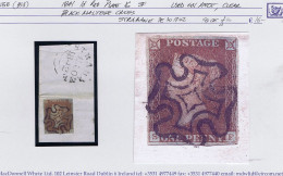 Great Britain 1841 Imperf 1d Red Plate 16 SF Four Margins, Black MX On Piece DE 30 1842 - Gebraucht