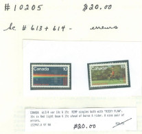 Mounted Police Montée; GRC / RCMP; Gendarmerie; ERREURS Mineures Timbre Sc. # 613 + 614 Stamps (10205) - Oblitérés