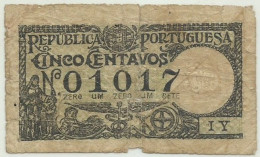 Santa Casa Da Misericórdia De Lisboa - 5 Centavos 20.08.1917 - SÉRIE IY - M. A. N.º 1 - Portugal Cédula Notgeld - Portogallo