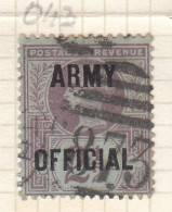 Clear Cancellation Postmark, Great Britian Army Official, 2½d SGO44? , QV Used 1896 ? - Dienstzegels