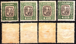 ICELAND / ISLAND Postage Due 1907 Kings, 4Aur In 4 Copies, MH - Officials