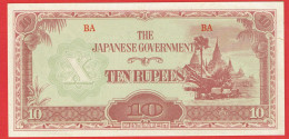 Myanmar - Birmanie - Burma - Billet De 10 Rupees - Occupation Japonaise WWII - Non Daté (1942) - P16a - Neuf - Myanmar