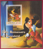 Liberia Toller Block Ungezähnt Postfrisch, 50. Jahrestag Von Disneyland (Nr.1241) - Disney