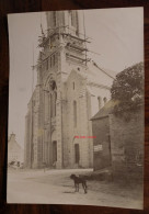 Photo 1900's Façade Travaux Couvreur Eglise Neuilly Le Vendin Tirage Albuminé Albumen Print Vintage Animé Religion - Orte