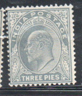 INDIA INDE 1902 1909 KING EDWARD VII 3p MH - 1902-11 Koning Edward VII