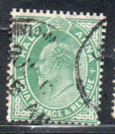 INDIA INDE 1902 1909 KING EDWARD VII 1/2a USED USATO OBLITERE' - 1902-11  Edward VII