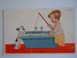 Illustrateur Janser Humour Ca Mord Enfant Chien Pêcher Dans Un Bain Jongen Hond Vissen Bad Editions Superluxe Paris - Janser