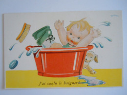 Illustrateur Janser Humour Petit Garçon Tombé Dans Le Bain Chien Jongen In Bad Hond Editions Superluxe Paris - Janser