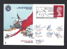 LETTRE HELICOPTERES BRITISH FORCE BLUES EAGLES Avec Signature Pilote - Elicotteri