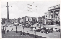 United Kingdom PPC Lime Street And St. George's Plateau, Liverpool Old Cars Alte Autos LIVERPOOL 1936 Denmark (2 Scans) - Liverpool