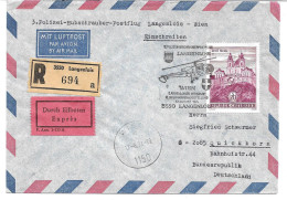 2368c: Heimatsammler Langenlois: Hubschrauber- Postflug  Von Langenlois Nach Wien, Reko- Eil 1974 Mit 20.- S Bauten - Langenlois