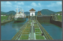 (PAN) CP FF-357-Miraflores Locks,Panama Canal,as Seen From Miraflores Bridge +ship - Panama