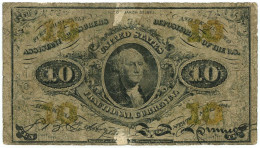 Usa U.s.a. Stati Uniti Fractional Currency 10 CENTESIMI WASHINGTON CIVIL WAR THIRD ISSUE 1863  LOTTO. 156 - Certificaten Van Zilver (1878-1923)