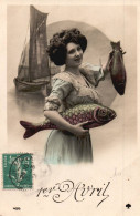 FÊTES - VOEUX - 1er Avril -(4) Jeune Femme -Poisson- - 1er Avril - Poisson D'avril