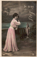 FÊTES - VOEUX - 1er Avril -(4) Jeune Femme -Poisson- - 1 De April (pescado De Abril)