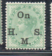 INDIA INDE 1883 1897 SERVICE OFFICIAL STAMPS QUEEN VICTORIA 1/2a  MH - 1882-1901 Keizerrijk