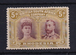 Rhodesia - BSAC: 1910/13   Double Head    SG143    5d    Lake-brown & Olive     MH - Altri & Non Classificati