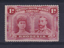 Rhodesia - BSAC: 1910/13   Double Head    SG170    1d    Carmine  [Perf: 15]    MH - Otros & Sin Clasificación