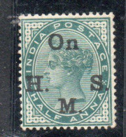 INDIA INDE 1902 1909 SERVICE OFFICIAL STAMPS QUEEN VICTORIA 1/2a MH - 1882-1901 Keizerrijk