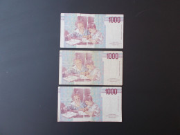 3 BILLETS ITALIE.1000 LIRE.M.MONTESSORIE.EDUCATION. - 1000 Liras