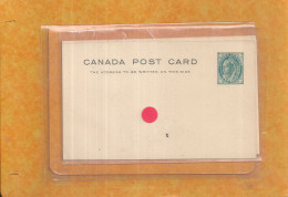 10-2023 - HES200/104 - CANADA - Entier Postal - Reine Victoria - Neuf - One Cent Vert - Unused Stamps