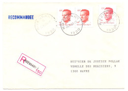 Belgique 2136 2203 Velghe 13f 40f Sur Lettre Recommandée De Rixensart à Wavre 1989 - 1981-1990 Velghe