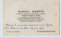 VP22.446 - MILITARIA - CDV - Carte De Visite - M. MARTIN Lt - Colonel Honoraire D'infanterie De Marine à ETABLES SUR MER - Visiting Cards