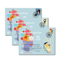 ONU New-York Genève Vienne 2023 - "OMS WHO - World Mental Health Day"- 3 Cartes Souvenir - WGO