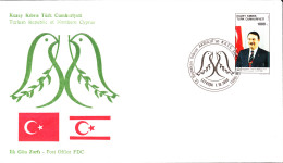 KK-107 NORTHERN CYPRUS TURKISH PRIME MINISTER YILDIRIM AKBULUT VISIT TO TRNC F.D.C. - Lettres & Documents