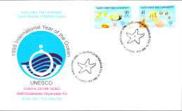 KK-172 NORTHERN CYPRUS INTERNATIONAL OCEAN YEAR UNESCO FISH F.D.C. - Cartas & Documentos