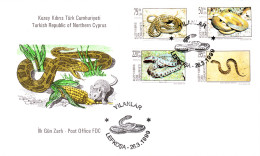 KK-182 NORTHERN CYPRUS SNAKES F.D.C. - Lettres & Documents